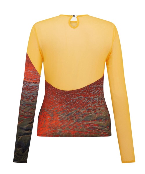 Long Sleeve Seamed Top in Orange/Painted Sunset.