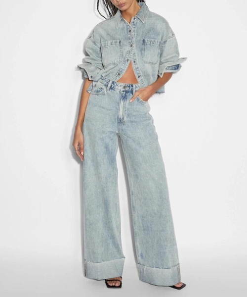 Strider Worn cuffed Wide Leg Jeans