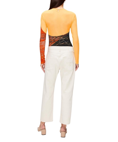 Long Sleeve Seamed Top in Orange/Painted Sunset.