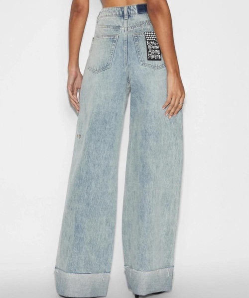 Strider Worn cuffed Wide Leg Jeans