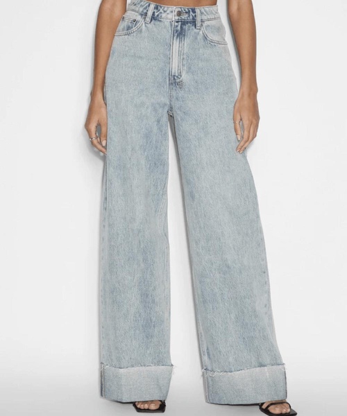 Strider Worn cuffed Wide Leg Jeans