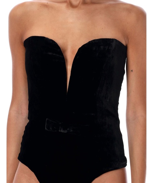 Alessandra Rich V-Neck Velvet Bustier Body