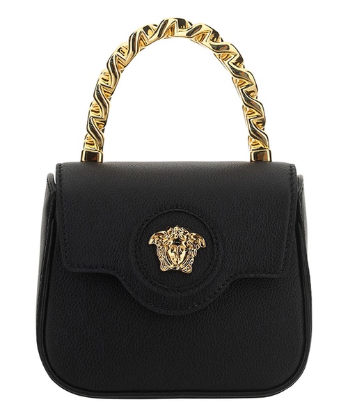 Medusa grained leather top handle bag