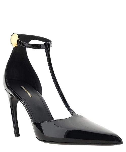 T-strap 85mm patent leather pumps