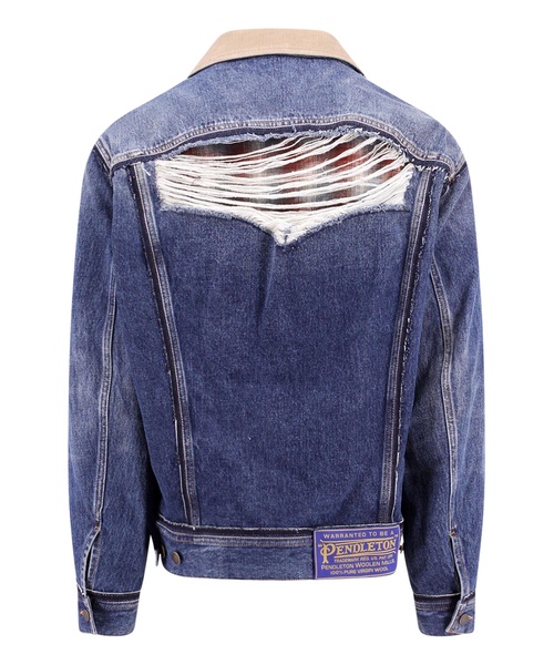 Denim jacket with destroyed effect