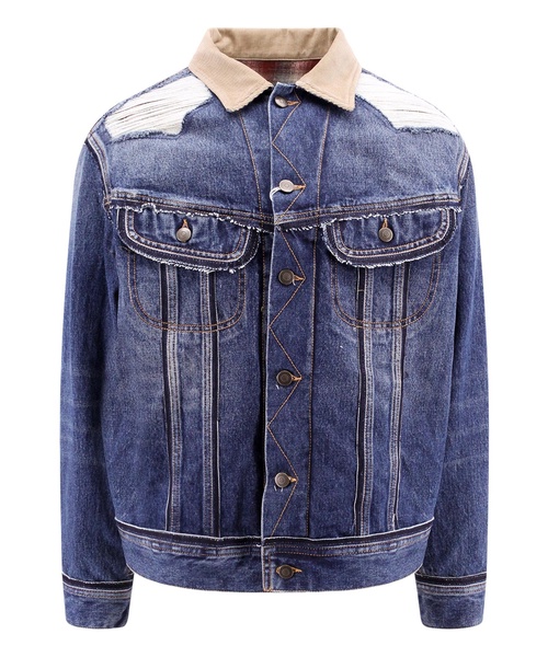 Denim jacket with destroyed effect