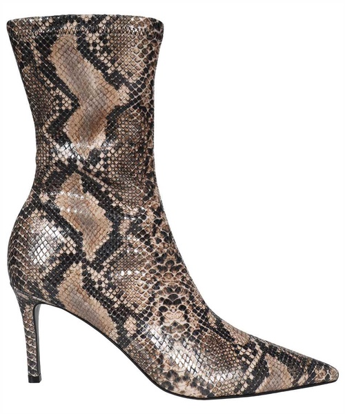 Snakeskin Print Heels Ankle Boots