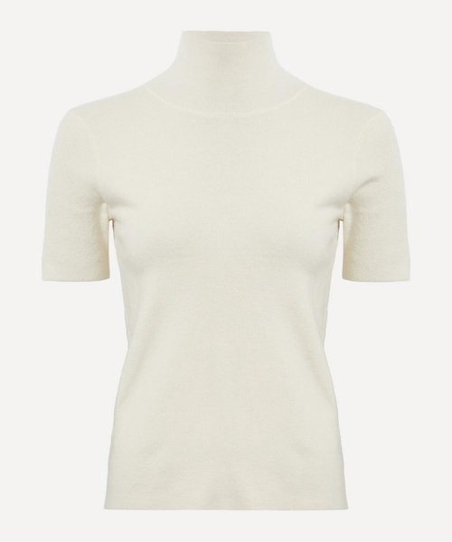 Cashmere Ribbed High-Neck Top