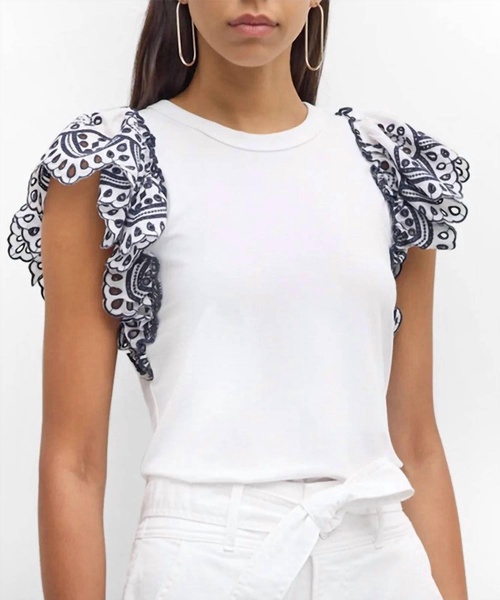 julianka top in white/navy