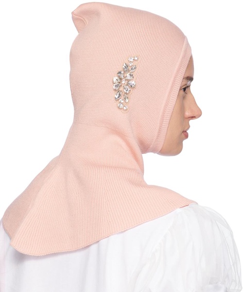 Pink Embellished Pointed Balaclava