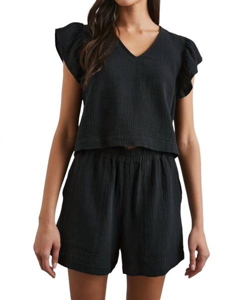 miley ruffle tee in black