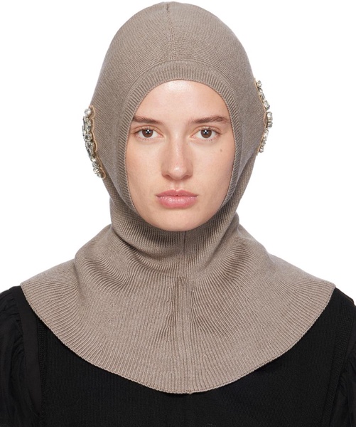 Gray Embellished Pointed Balaclava