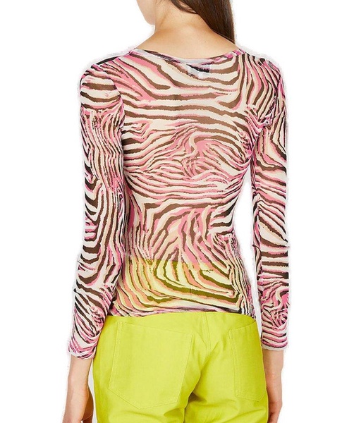 Collina Strada Cardio Animal Printed Mock Neck Top