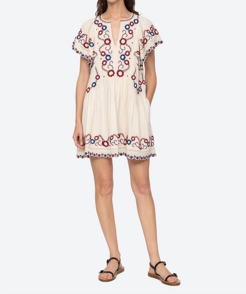 soren embroidery short sleeve dress in multi