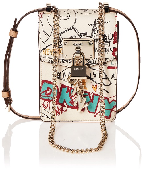 DKNY womens Dkny Elissa N/S Phone Crossbody, White Graffiti, One Size US