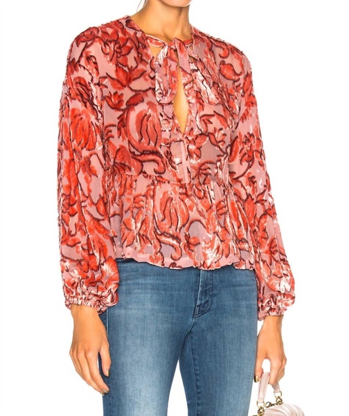 caprina top in velvet floral devore