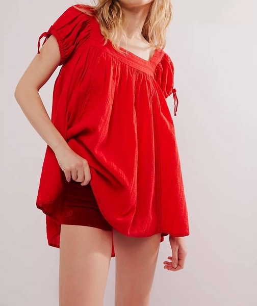 summer camp tunic in fiery red