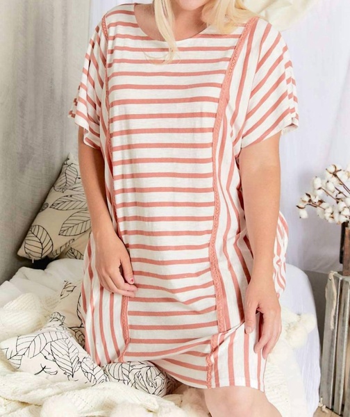 stripe midi plus dress in mud