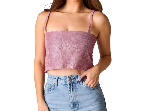 girly girl rhinestone crop top in pink