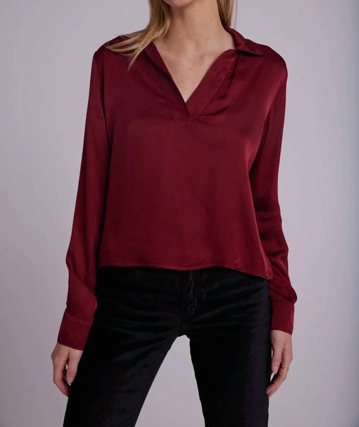 satin tunic blouse in sweet sangria