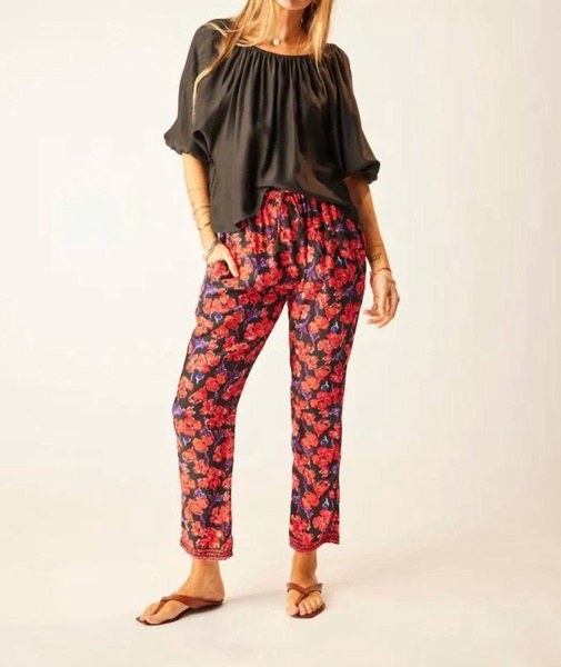 silk print bianca pant in onyx