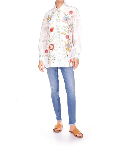 joele bias yoke shirt tunic in white