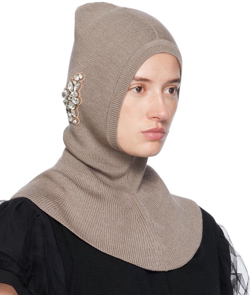 Gray Embellished Pointed Balaclava