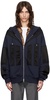 Navy Satin Panels Hoodie