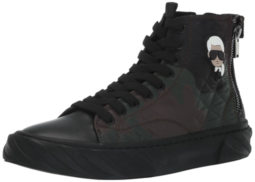 Karl Lagerfeld Paris Men's Double Back Zip Quilted Camo High Top Sneaker