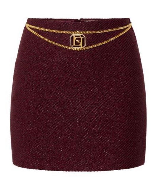 Elisabetta Franchi Chain Belt Tweed Mini Skirt