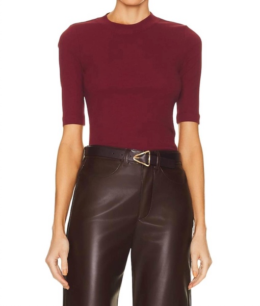 cropped sleeve tee in garnet