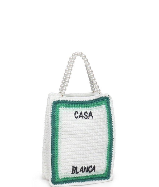 Casablanca Crochet-Knit Top Handle Bag