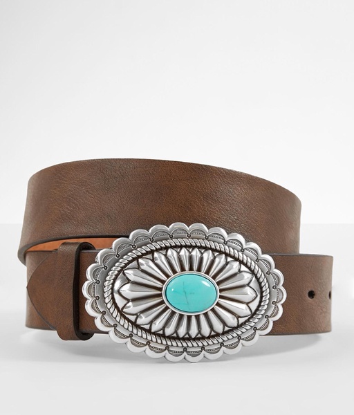 Turquoise Stone Basic Leather Belt