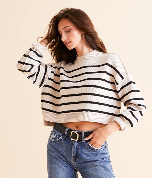 Striped Easy Street Cropped Sweater