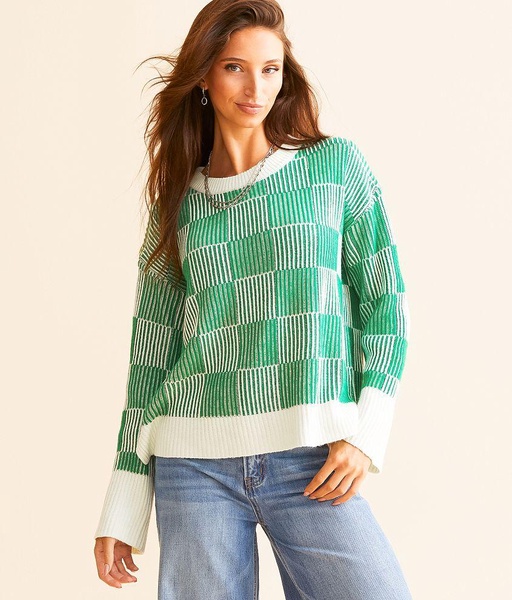 Checker Ribbed Sweater