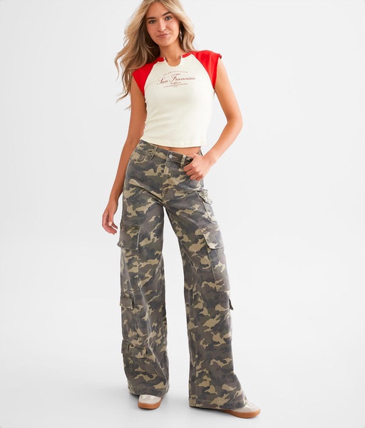 Nori Camo Wide Leg Cargo Stretch Pant