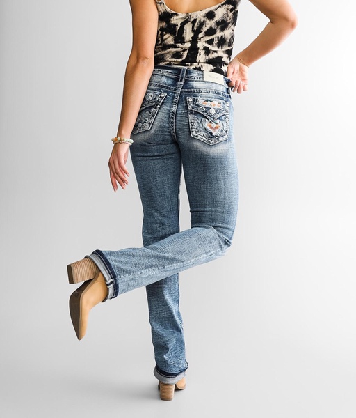 Mid-Rise Straight Stretch Cuffed Jean