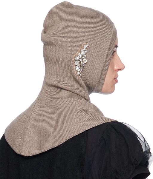 Gray Embellished Pointed Balaclava