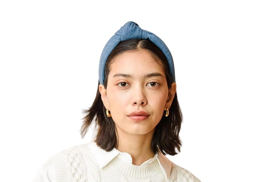 knotted headband in light denim