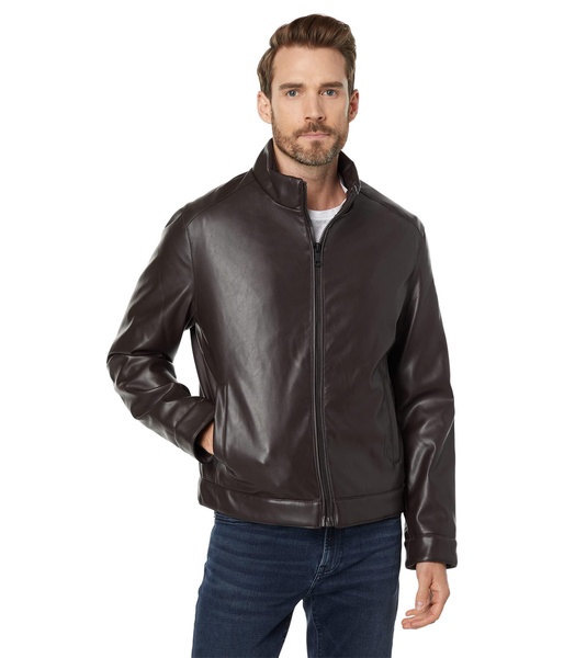 Cole Haan Signature Men's Zip Front Faux Leather Moto Jacket