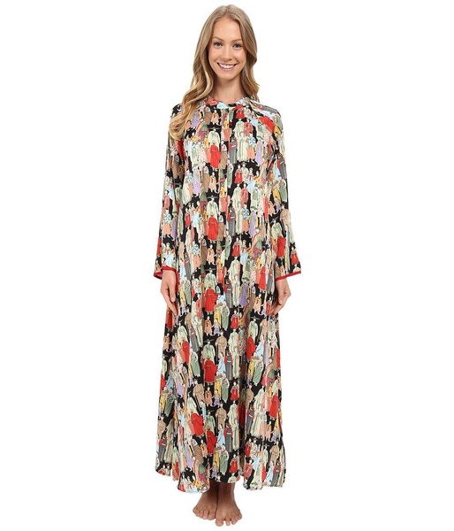 Natori Women's Printed Charmeuse Zip Caftan