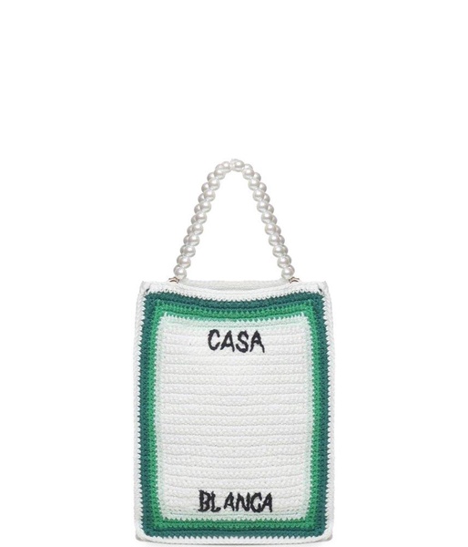 Casablanca Crochet-Knit Top Handle Bag