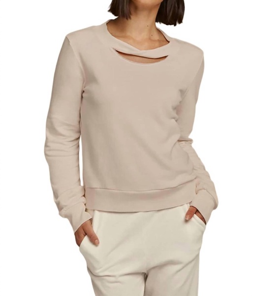 twist neck pullover in oat