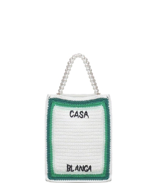 Casablanca Crochet-Knit Top Handle Bag