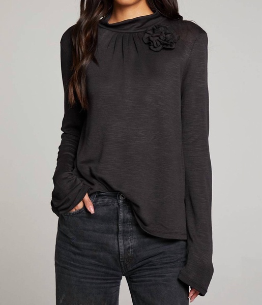 hill long sleeve top in licorice