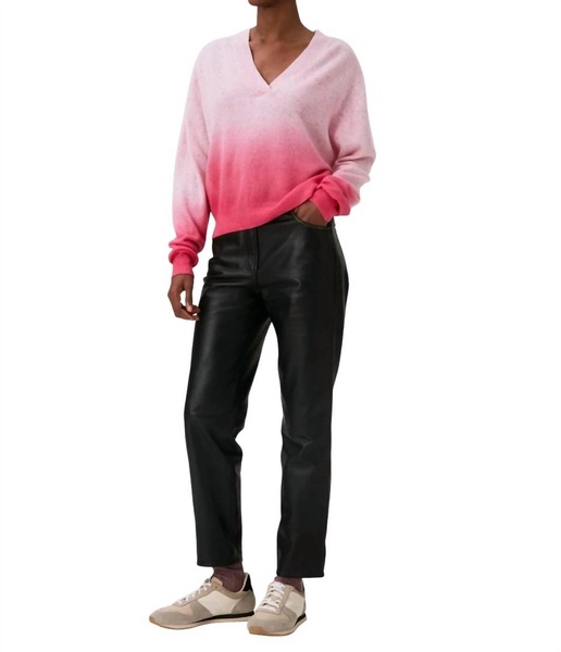 long sleeve cashmere sweater in pink ombre