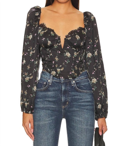 josephine top in black floral