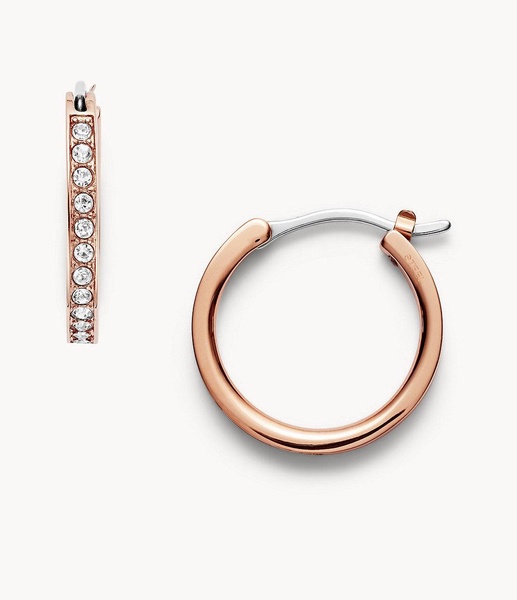 women's rose gold-tone stainless steel hoop earrings