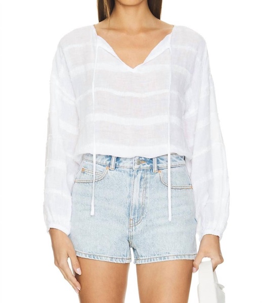 tie up pullover top in white