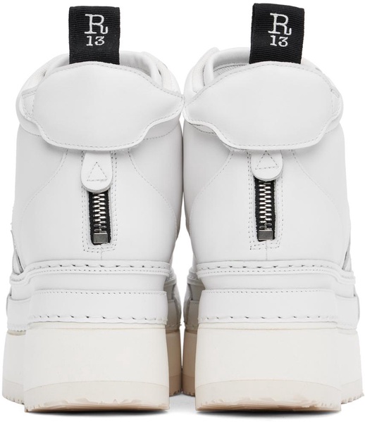 White Leather Riot High Top Sneakers